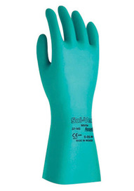 Glove, Nitrile, 37-185 Solvex 
Green, Size 9, 22mil, 18 in,
grip,
12 prs/case