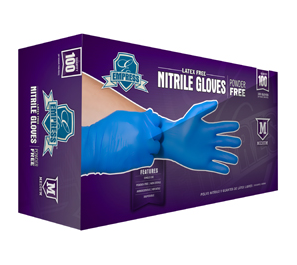 Gloves, Nitrile, Empress Blue
Powder Free, Medium, 10/100 cs