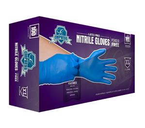 Gloves, Nitrile, Empress Blue Powder Free, X-Large, 10/100 