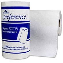 Towel, Household, Roll,
11x8.8,
Perf.Wht, 250/Rl, 12rl/Cs