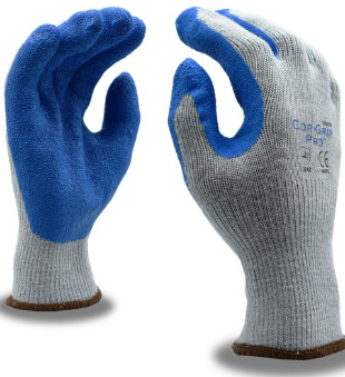 Gloves, Cor-GRIP, Large 10  gauge rubber dip, grey shell, 