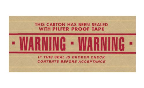 Tape, 3&quot;x450&#39;, Pre-Printed, &quot;Warning&quot;, 10 Rls/Case