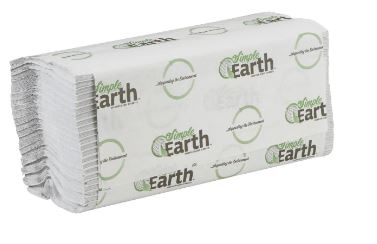 Towel, C-Fold, 10-1/8&quot;X13&quot;, White,Simple Earth,100% 