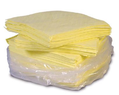 Absorbent Pad, 15x18, yellow, haz mat, 100/bag