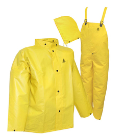 Overalls, Rain Suit, 3-Piece, 
Large
DuraScrim, 10.5 mil, Tingley,
PVC &amp; Polyester, Front Snap,
Yellow