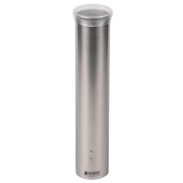 Dispenser, Cup, San Jamar, stainless steel, hinged flip