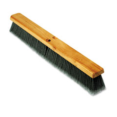 Broom, Head, 24&quot; Gray Flagged 
Wood Block Push Broom,
Fine Particles, 12/Cs