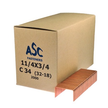 Staple,1-1/4X3/4&quot;, Copper 2000/Box, 10 Boxs/Case