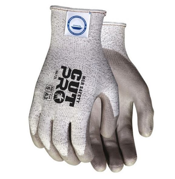 Gloves, Canvas, 9672-M, Medium 
Cut
Resistant Dyneema Knit,
W/P.U. 13 Ga. Grip Coating
CPT-2 12pr/dzn