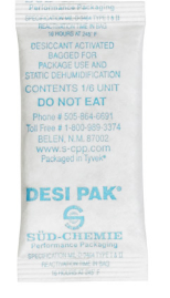 Desiccants - 5 gal pail, bag  dimensions = 1 x 2-1/2 x 1/4, 