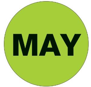 Label 1&quot; Circle - &quot;MAY&quot;
Fluorescent Green, 500/ROLL