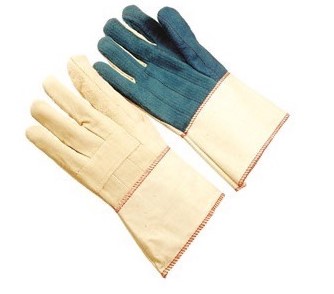 Gloves, Canvas, Hot mill 
cotton/canvas
w/ 4.5&quot; gauntlet cuff, up to
400 degrees, 10 doz/cs