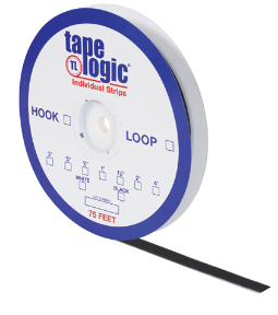 Tape Strip, Hook, Black, 3/4&quot;x75