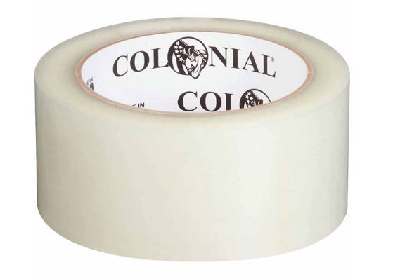 Tape, carton seal, Colonial 
Brand 1.8milClear 2&quot;x110yd 
(48mm),36Rl/Cs,60 cs./Skid,
Hand Grade, Hot Melt