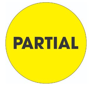 Labels, 2&quot; Circle - &quot;Partial&quot; 
Fluorescent Yellow,500/Roll