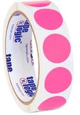 1&quot; Fluorescent Pink Round 
Inventory Label, 500/Roll  