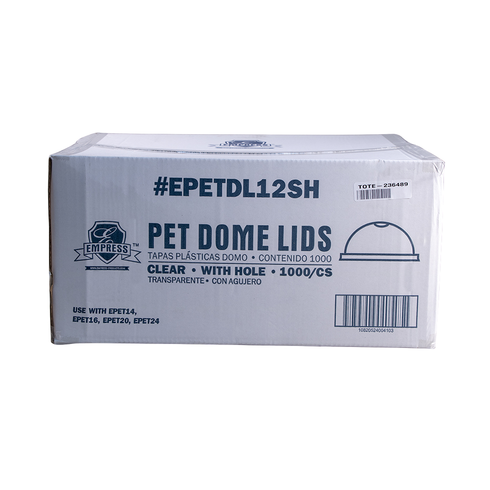 Lid, Dome With Hole, Fits 12-24oz PET Cup, 1000/Case