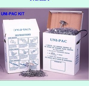 Strap, POLYPROPYLENE Kit,
1/2&quot;X3000&#39; with 300 1/2&quot;Wire
Buckles,.017 tensil strength,
Sturdy hand-held tensioning
and cutting tool, Break
Strength is 300 lbs.