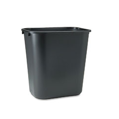 Waste Container, Black,
Deskside, 14.38 x 10.25 x 15,
28-1/8Qt (26.5 Liter), Med,
Rectangle, Commercial, Plastic