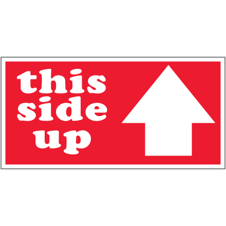 Label,2x4&quot;This Side Up&quot;,
White
Lettering,RedBackground,500/Rl