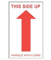 3 x 5&quot; This Side Up Handle
with Care (Arrow) Label, 
500/case