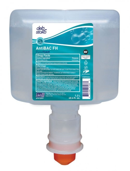 Soap, Foam, AntiBac Food
Handler&#39;s Pure, 1.2 Liter
Cartridges, Stoko, Unscented,
3/cs, 186 cases per skid