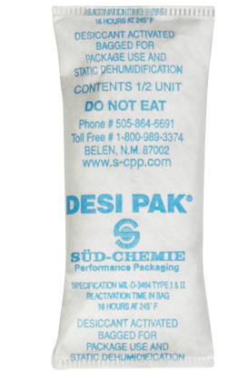 Desiccant Pouch, 1-1/4 x 3-1/4 x 1/4, 1/2 unit, Tyvek