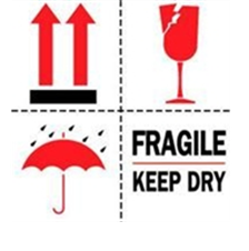 4 x 4&quot; Fragile Keep Dry
(Arrows/Broken
Glass/Umbrella) Label,
500/Roll