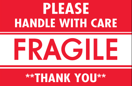 Label, 2x3, FRAGILE - HANDLE WITH CARE PLEASE-, 500/roll