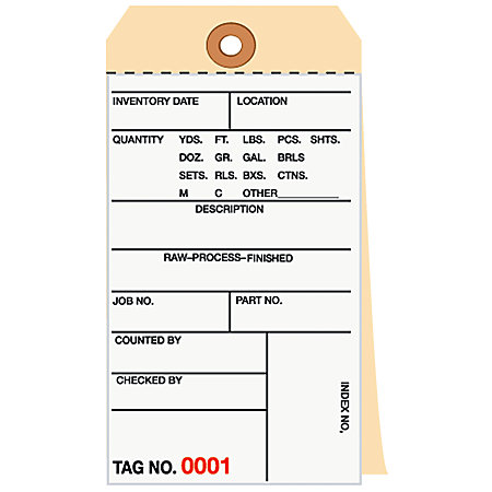 Tag,6-1/4X3-1/8,#8, 1500-1999 Inventory, 2PT Carbonless