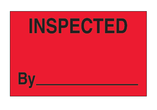 Label, Inspected by,
red 1-1/4&quot;x2&quot;, 500/roll