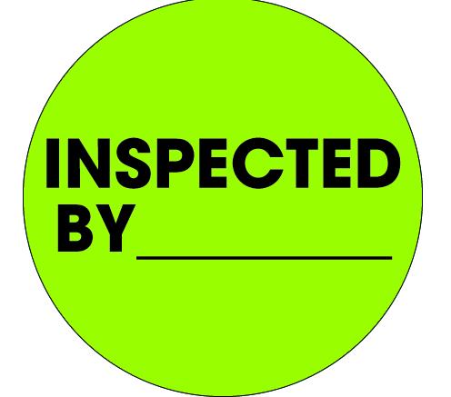 2&quot; Circle &quot;inspected by&quot;
label, fluorescent green
labels, 500 Labels/Roll