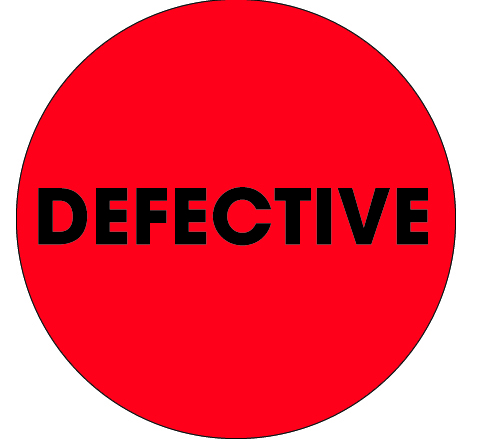 Label, &quot;Defective&quot;, 2&quot;
flourescent red/black circle,
500/rl