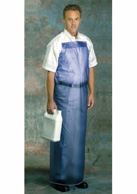 APRON BIB STYLE CPP 33&quot; X 44&quot; 8MIL VINYL BLUE WAIST TIE PVC 