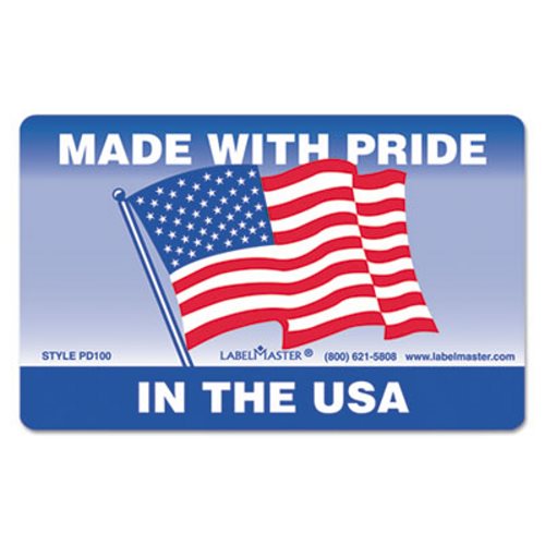 Label, 3&quot;x4&quot;, &quot;Made with
Pride in the USA&quot;, 500/ROLL