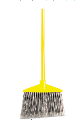 Broom, Rubbermaid, Angeled,
Large, Poly Bristles, 46-7/8&quot;,
Vinyl Coated Metal Handle,
Yellow/Gray